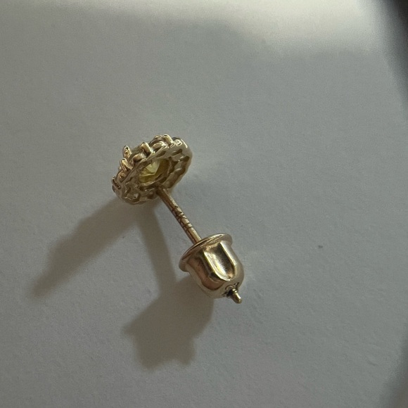 14K Earrings Yellow Topaz Earrings CZ Stud Earrings tiny gold earrings - Picture 9 of 9